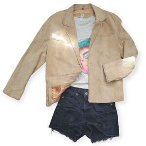 Vintage Guess Suede Leather Jacket Womens L Mens S Western Boho lacing detail